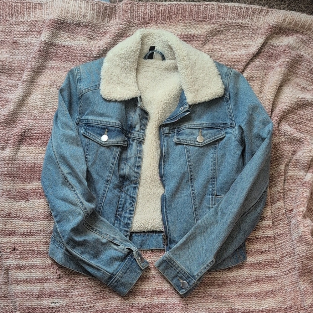 Denim Sherpa-Lined Jacket